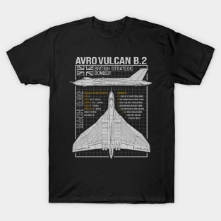 Vulcan Bomber Aircraft Plane Aeroplane Blueprint T-Shirt